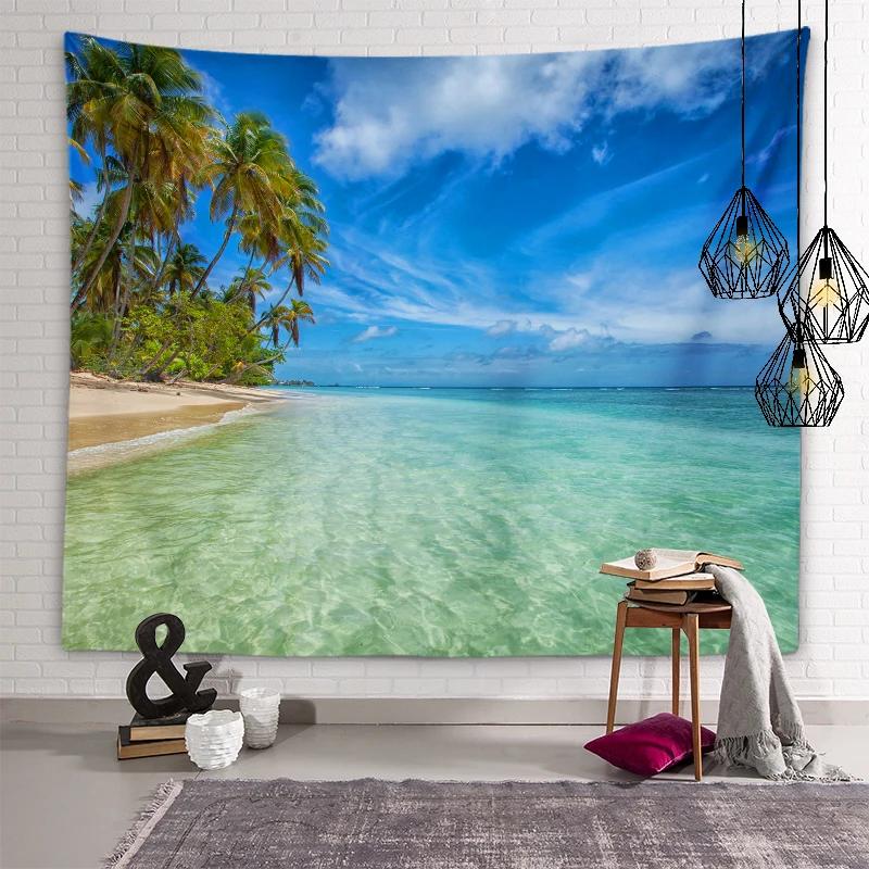 Nature Beach Scenery Art Tapestry Turtle Tapestry Wall Hanging Decor Backdrop Cloth Living Room Bedroom Home Decor Tapestries