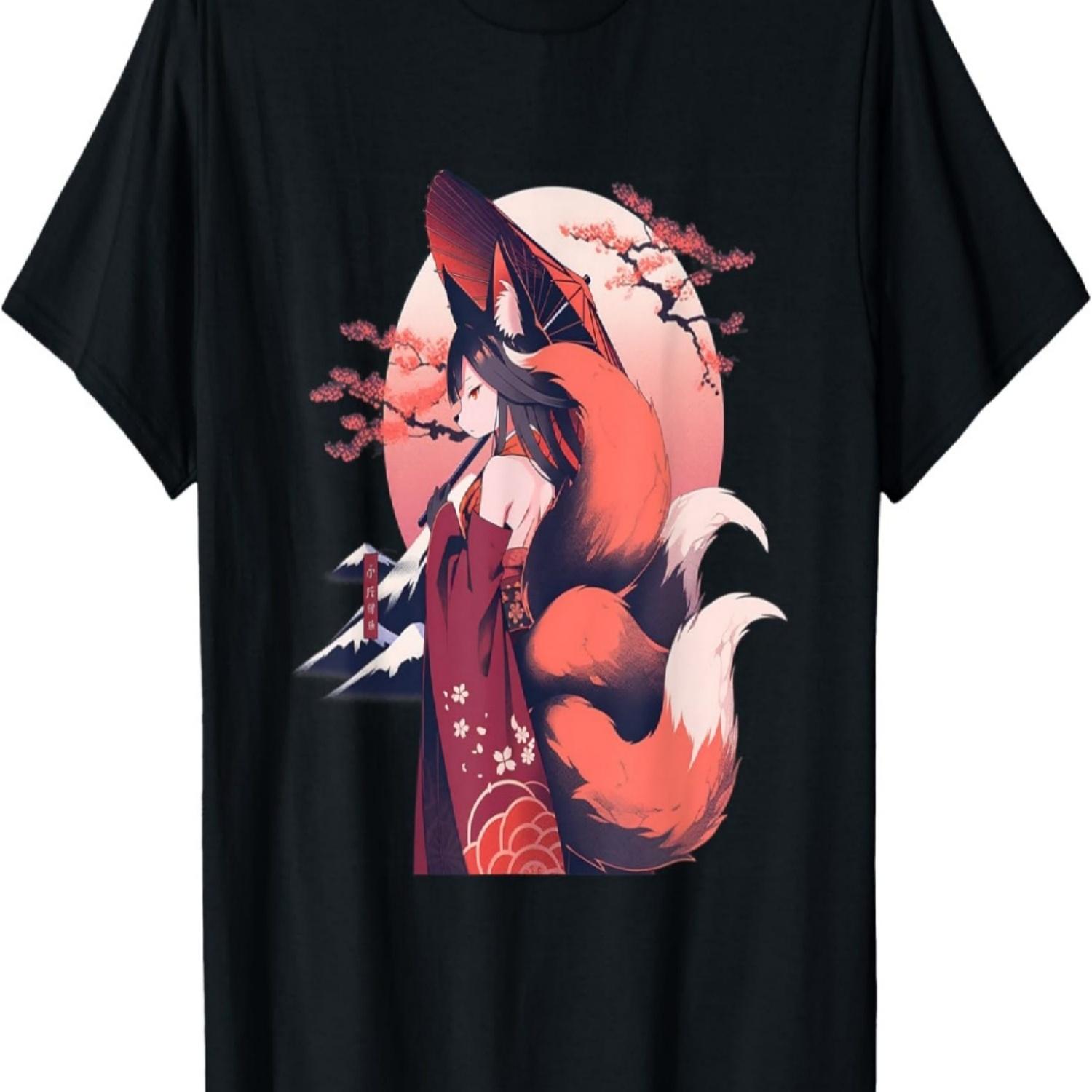 Kitsune Sakura Cherry Blossom T-Shirt S чёрный