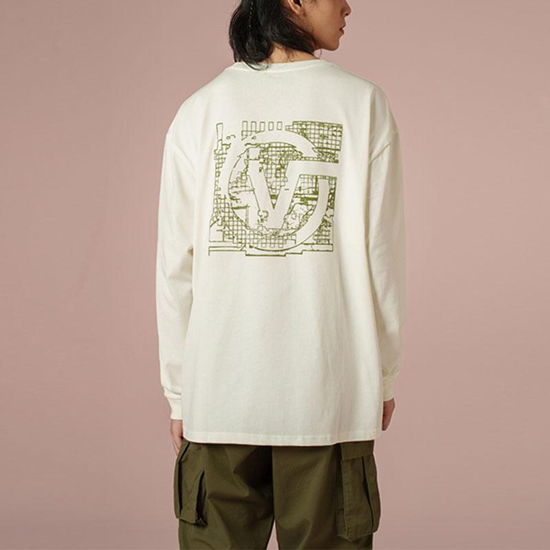 Vans Back Logo Print Loose Round Neck Pullover Long Sleeve T-Shirt Unisex Tops Off-White VN00092PFS8