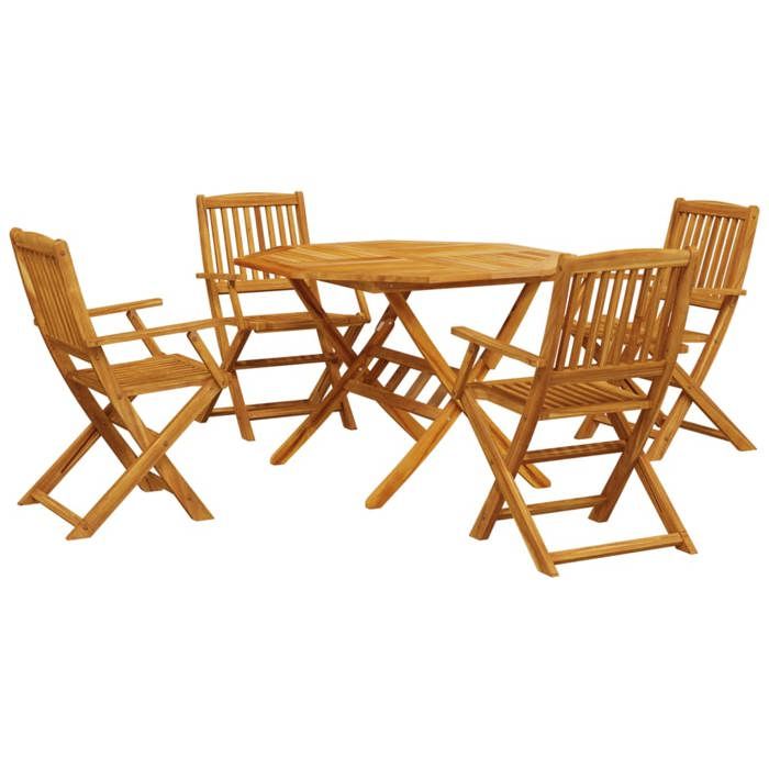 VidaXL Ensemble à manger de jardin pliable 5 pcs bois massif d’acacia, ensemble de salle à manger d'extérieur, meuble de 3295248