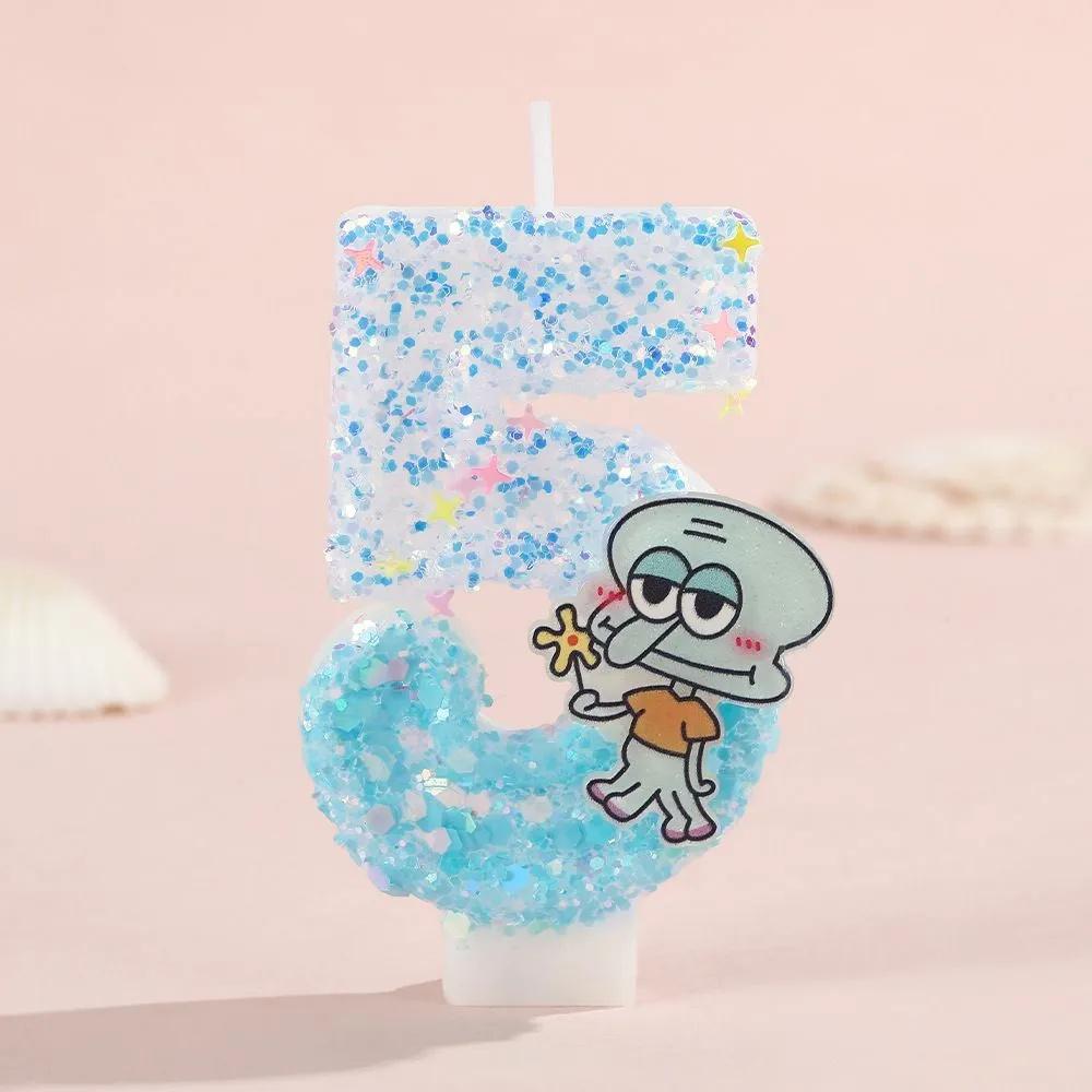 Number Shaped Birthday Candle 0-9 Glitter Design Cake Decoration for Children Baking Party Supplies with Character Figure