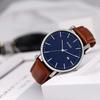BUREI Men's Analog Watch Blue Brown Leather Waterproof Stylish Casual Timepiece