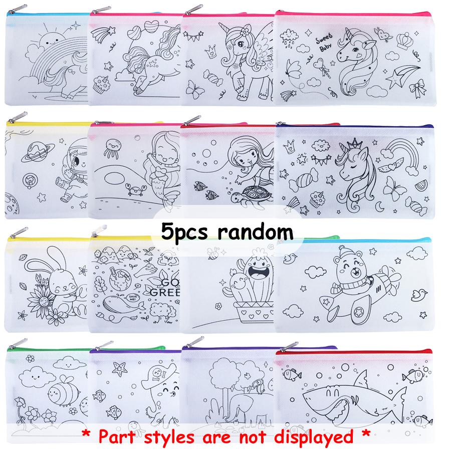

5/10pcs 21cm Non-woven Painting Pen Bag with 5/10Packs Graffiti Mini Watercolor Pen Stationery Storage Pen Bag DIY Painting Bag