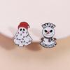 Happy Holidays Christmas Snowman Enamel Pins Halloween Ghost Santa Hat Brooches Lapel Badge Fashion Jewelry Gifts for Friends