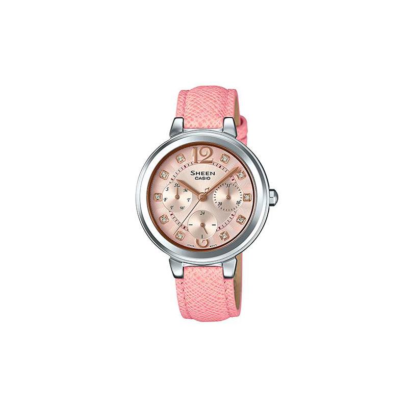 Casio SHEEN Business 50 Meter Waterproof Quartz Movement Genuine Leather Strap Japanese and Korean Watch Women s Watch Gold Dial SHE-3048L-4A
