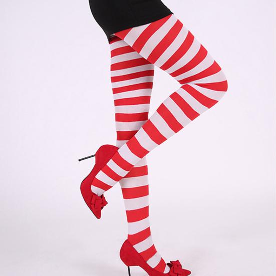 Christmas Stockings Striped High Elasticity Lady Vintage High Waist Pantyhose Cosplay Costume