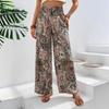 Summer New Fashion Versatile Printed Casual Wide Leg Pants for Women European American Style Ladies Bottoms