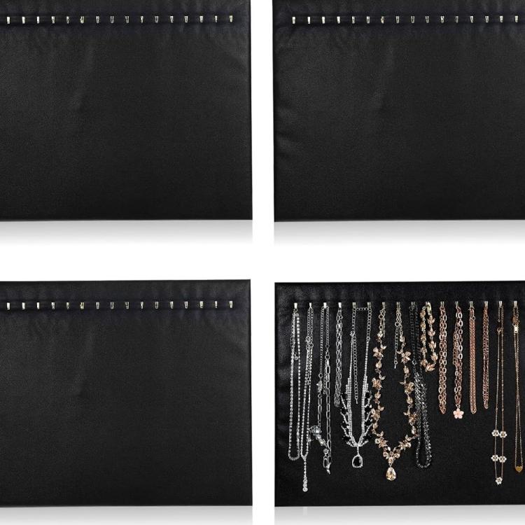 4 Pack Black Jewelry Stand Set 17 Hooks per Stand Polyester Fabric Portable Display Holder Suitable for Retail Home Use
