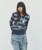 CAVISH W U Neck Striped Star Knit Hoodie Navy(Cv2Fffk601A)