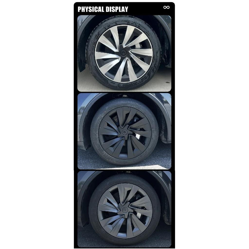 Para Tesla Model Y Juniper 4 Peças Calota de Roda 19 Polegadas Calota de Cubo Substituição Performance Calota de Roda Crossflow 2025 Acessório de Calota Completa