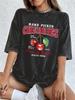 Hand Picked Cherries Fruits Printed Washed T-Shirt Women Cotton Oversized Tops Soft Distressed O-Neck T Shirt Summer Clothes