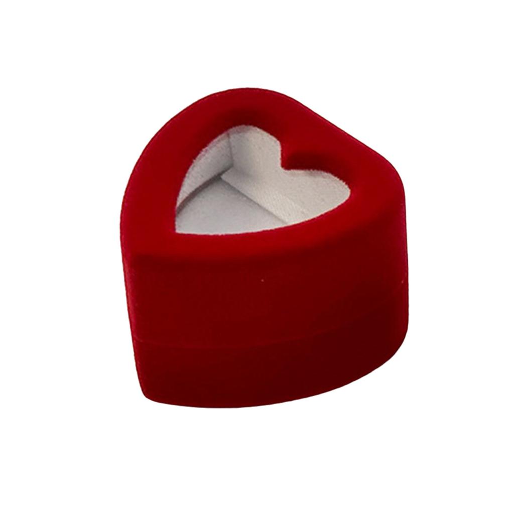 Fashionable Romance Heart Shape Flocking Rings Case Wedding Proposal Jewelry Gifts Box Storage Solution Organizers