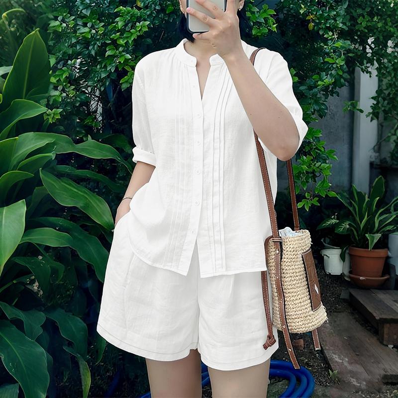 ZANZEA Women 3/4 Sleeve Blouse and Shorts Summer Two Piece Suit Sets
