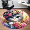 1pc Floral Hat Cat Chair Carpet for Office, Non slip, Soft and Durable Office Rug for Interior Decoration