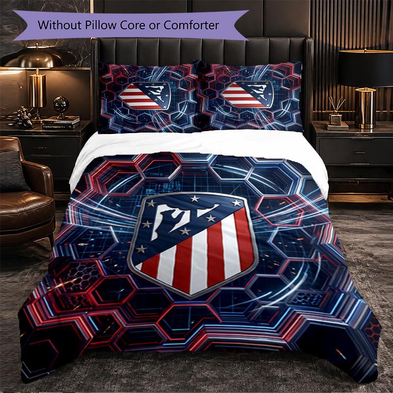 Set Lenzuola Atletico Madrid Modello 3 Pezzi Morbida Copripiumino in Microfibra con Federe per Camera da Letto