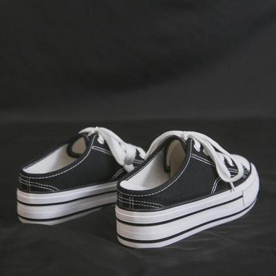Spring/Summer 5cm Platform Canvas Shoes: Women's Thick-Sole, Half-Support Sneakers N123