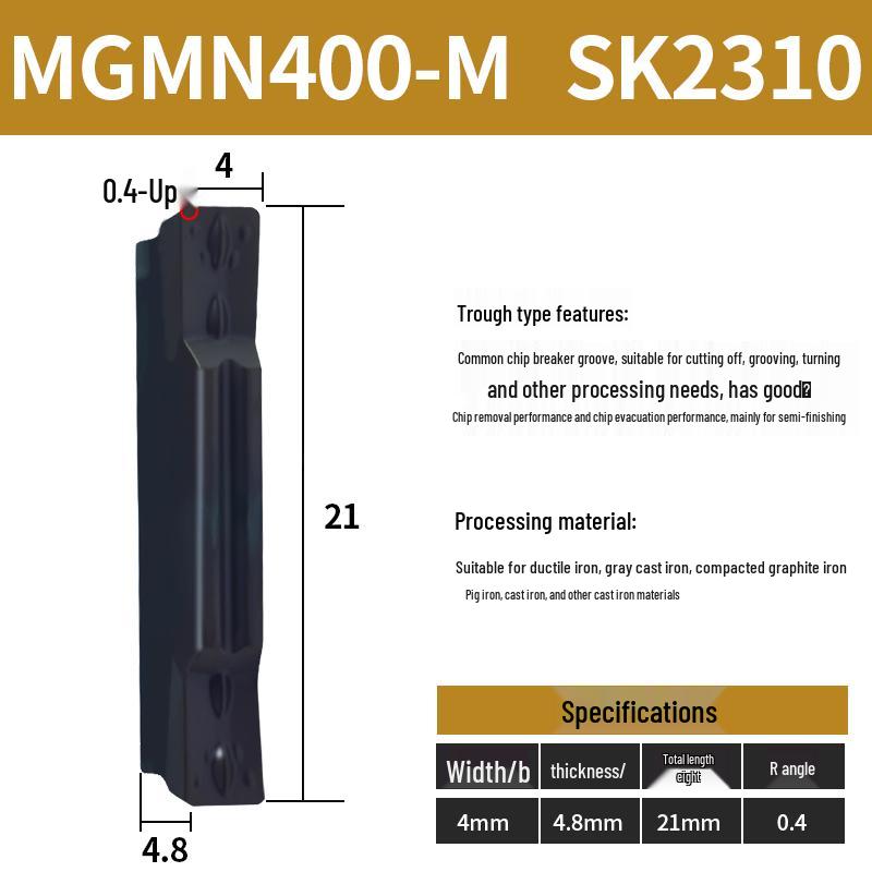 CNC Grooving Blade MGMN300/400-M for Stainless Steel, Ceramic, Aluminum Lathe Parting Tool Inserts