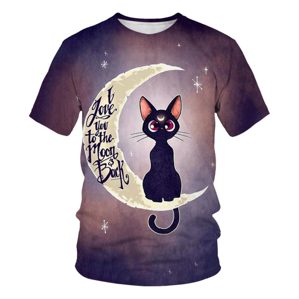 Summer White Men's Women's T-shirts Colorful Painting Cat Men's Short Sleeve Casual Versatile Unisex Tops Oversized T Shirt