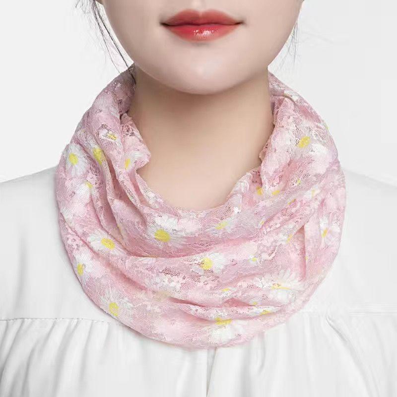 Summer ice silk scarf mask neck protector fake collar printing riding protection anti-ultraviolet breathable sunscreen