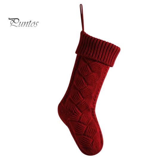 

Рождественский чулок, 1 шт., однотонный вязаный рождественский носок, праздничная сумка для конфет для домашнего праздничного украшения красный