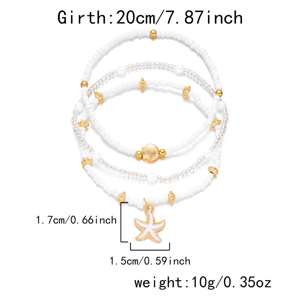 Handmade Shell Starfish Anklets for Women Bohemian Multilayer Rice Beads Bracelet On Leg Foot Chain Jewelry Barefoot Sandal Gift