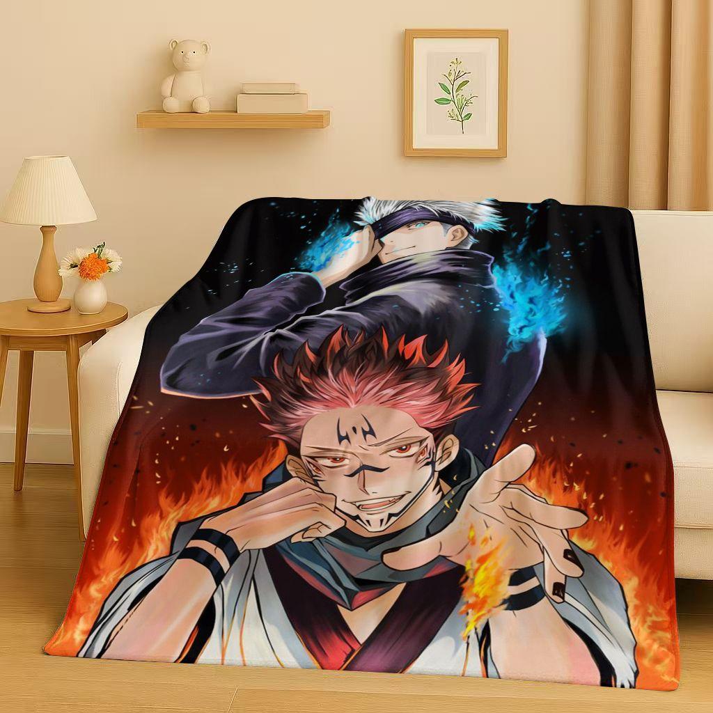 Anime Jujutsu Kaisen Cartoon Itadori Yuj Flanelldecke, Ultraweiche Warme Plüschdecke für Zuhause Schlafzimmer Bett Sofa Abdeckung Kindergeschenk