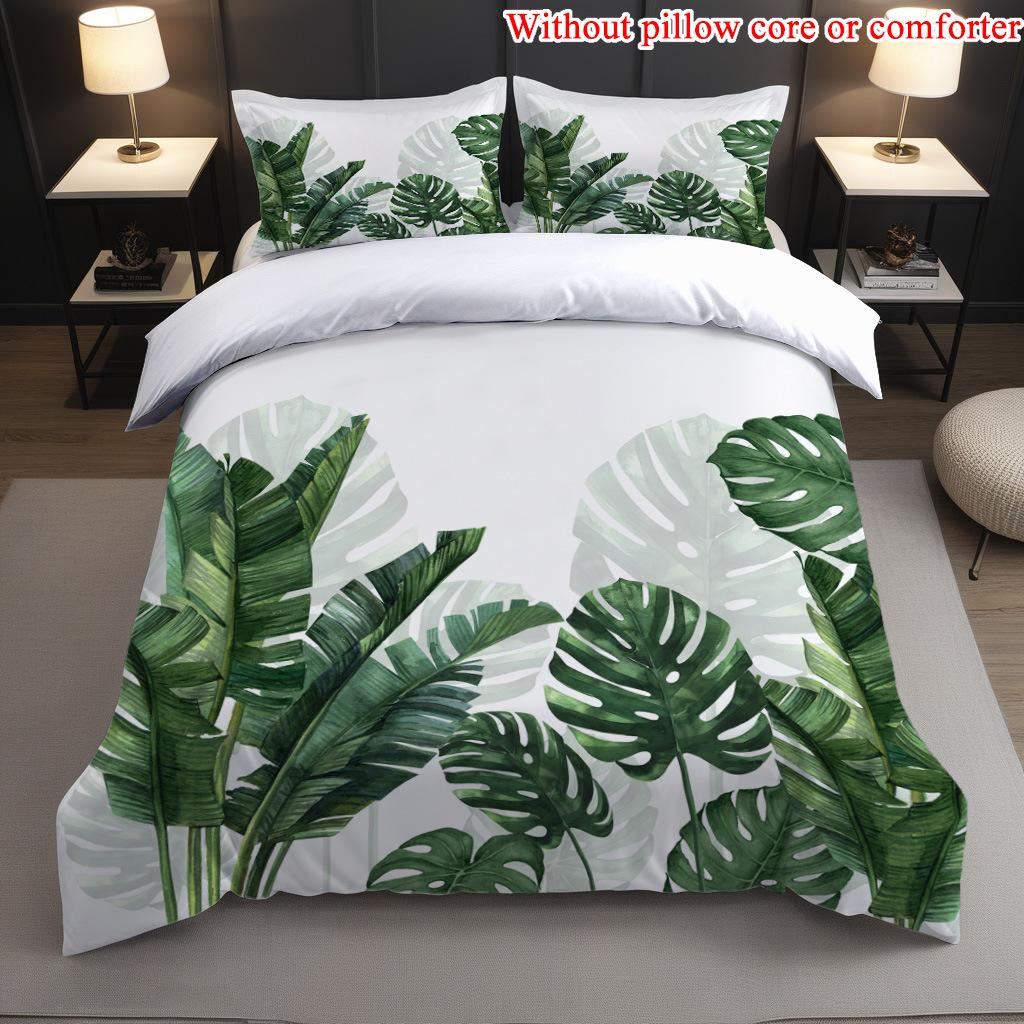 Simple Turtle Leaf 3D Printing Grinding Advanced Sense Three-piece Quilt Cover Dormitory Three-piece Bedding