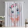 Cute Dog Panda Blackout Curtains 2 Pieces Partition Curtains for Bedroom Window Curtain Living Room Curtain Halloween Decoration