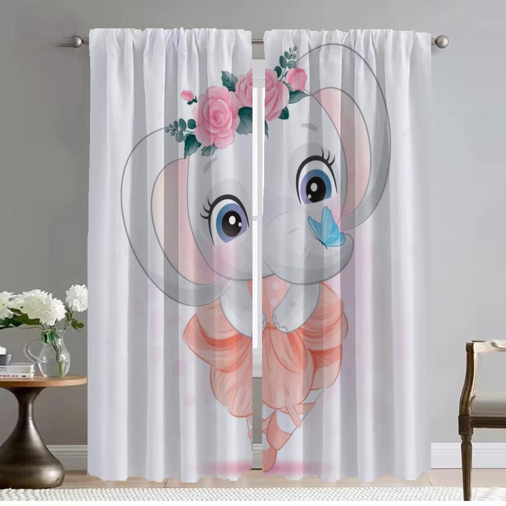 Cute Dog Panda Blackout Curtains 2 Pieces Partition Curtains for Bedroom Window Curtain Living Room Curtain Halloween Decoration