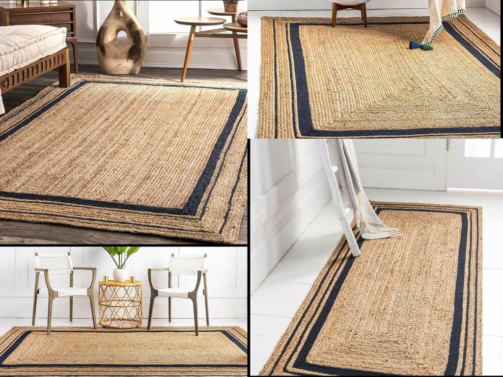Jute Rug Natural Carpet Rectangle 100% Natural Fiber Area Living Rug Handmade Look