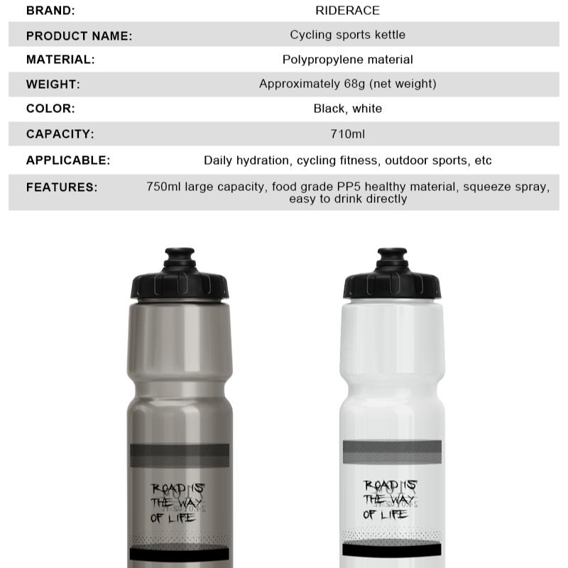 RIDERACE Bicycle Water Bottle 710ML PP5 Plastic For Outdoor Running Climbing Sports Squeeze Mug Cycling Kettle Portable Bike Cup