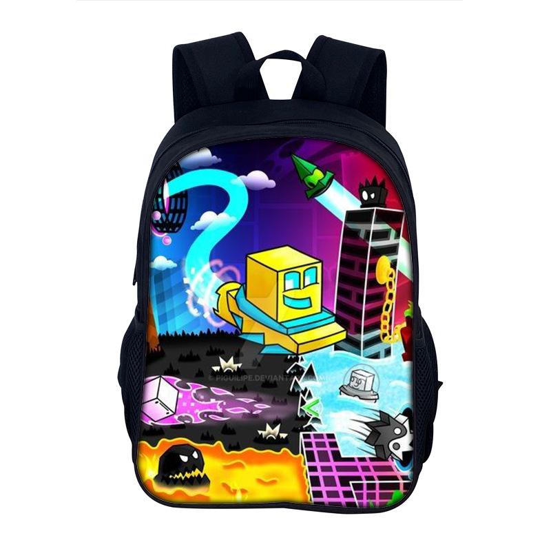 Geometry Dash Cartoon Rucksack Schultasche 40cm/15.7inch Rucksack Bücherrucksäcke Computerrucksack für Jungen Mädchen Bestes Geschenk