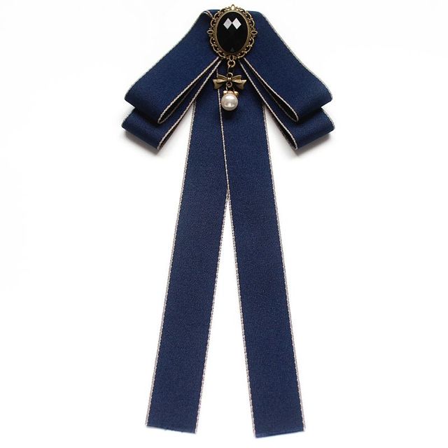New Female Unisex Bow Tie Brooches For Women Pearl Crystal Pendant Collar Pin Shirt Clothes Necktie Bowknot Suit Accessories