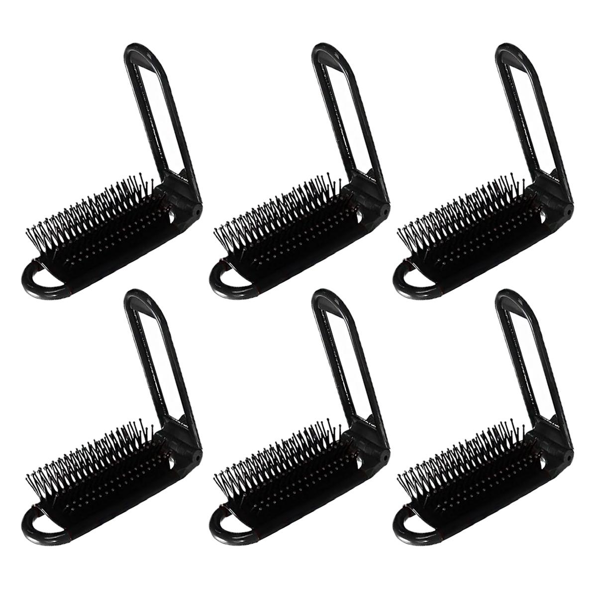 

6-piece/set foldable hair brush with mirror, portable design, mini pocket massage hair brush,Special for real hair wigs