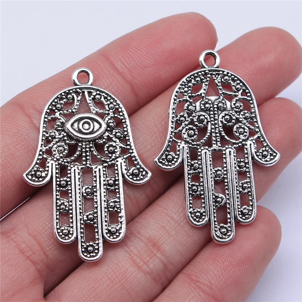 10pcs Charms Hamsa Hand Antique Silver Color Hamsa Hand Charms Pendants For Bracelets Lufthansa Hand Charms Wholesale