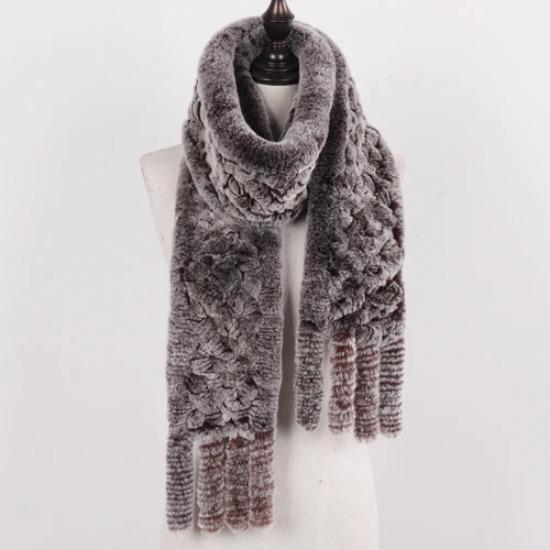 

Новые женские шарфы из натурального кроличьего меха рекс, длинные, женские вязаные муфты с кисточками из кроличьего меха рекс, зимний теплый шарф из натурального меха кофейный