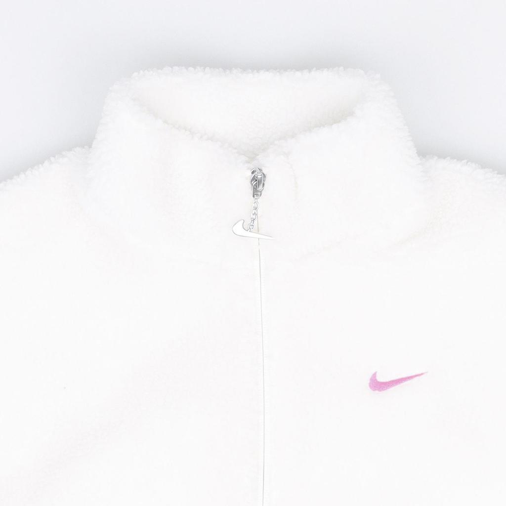 Nike Solid Color Stand Collar Zipper Casual Loose Thick Fleece Jacket Women Jackets Sail-White FV4009-133