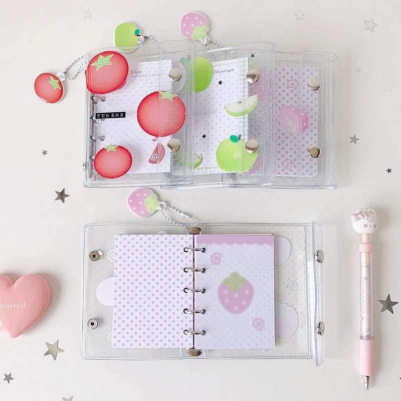 Colorful Transparent Binder Loose Cover Journal Sketchbook Office Supplies Accessories