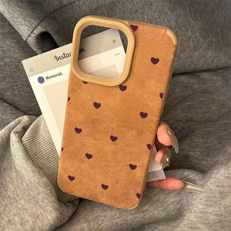 Small Heart Suede High Value Fashion Phone Case For iPhone 17 16 15 14 13 12 11 Pro Max Plus XS XR Shockproof Matte Bumper Cover