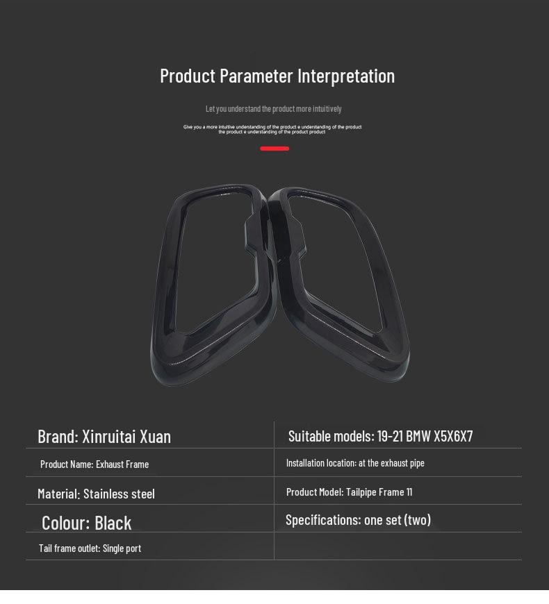 Stainless Steel Black Exhaust Pipe Cover for 2019-2021 BMW X5, X6, X7