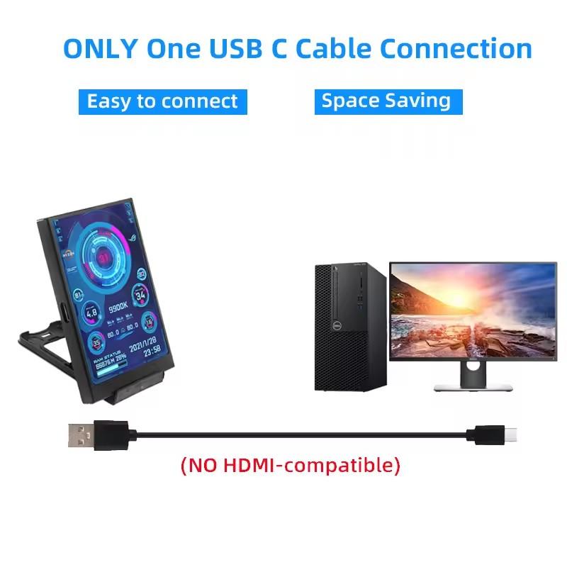 3.5 Inch IPS Type-C Screen 480*320 Secondary Screen CPU GPU RAM HDD USB Monitor Freely AIDA64 Mini Display