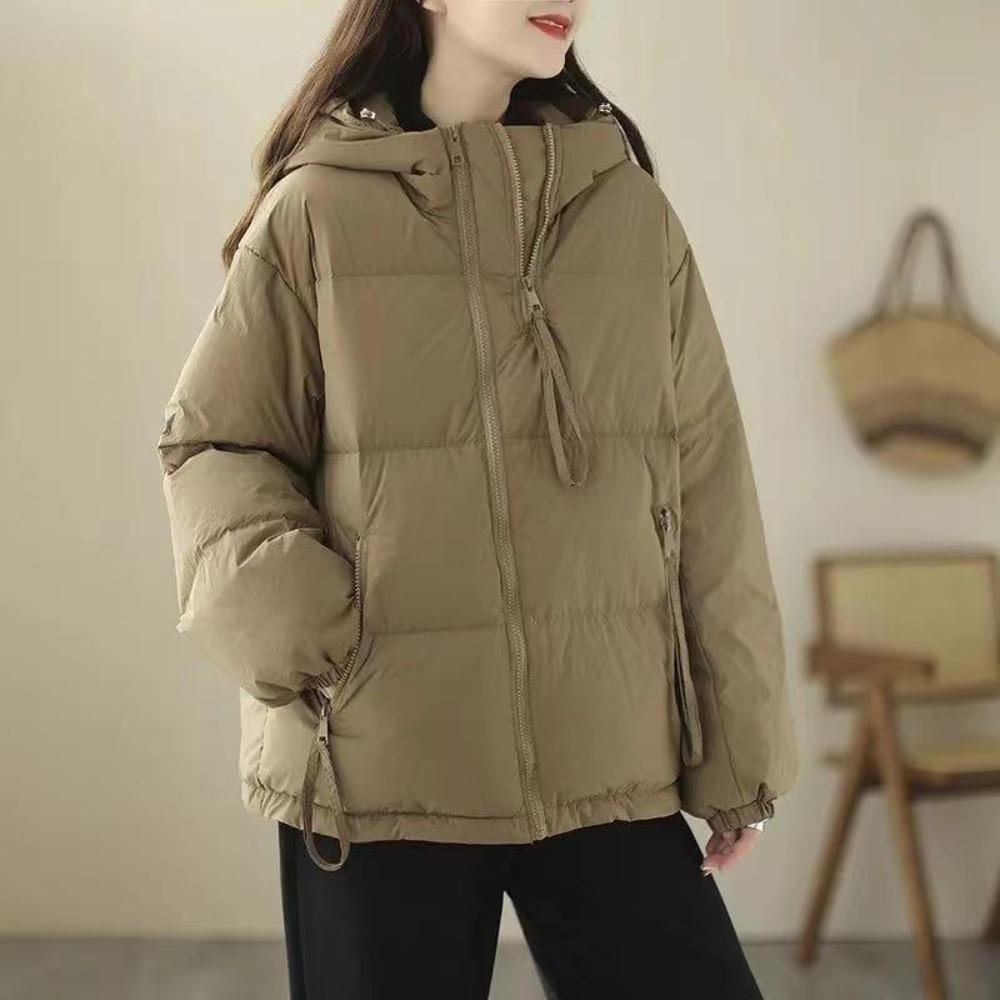 Korean Style Hooded Short Down Jacket Plus Size Women Fashion Thickened Cotton Winter Coat