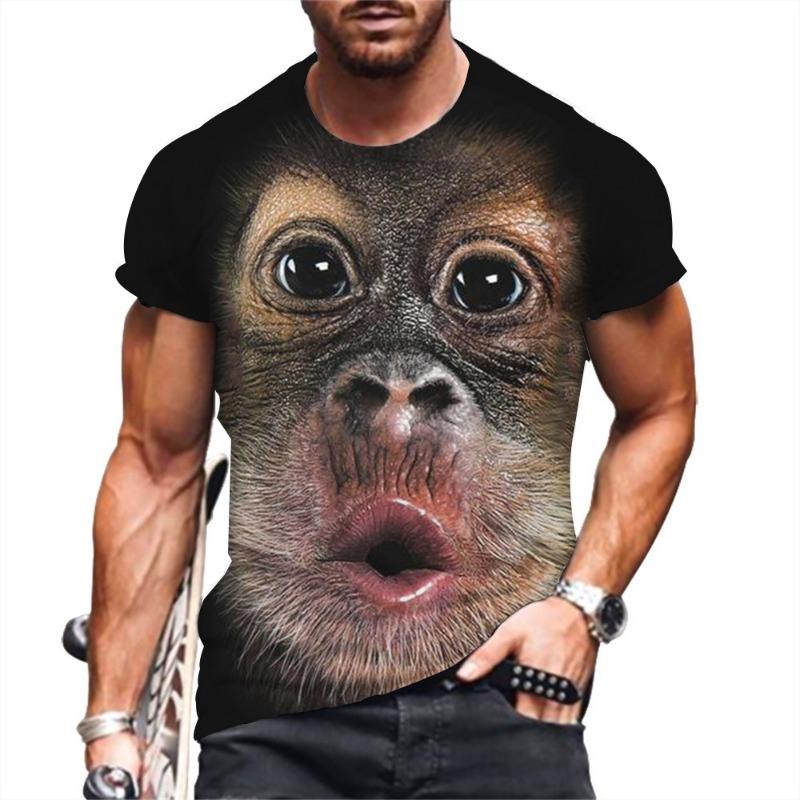 Fashion Animal Monkey Printed Kids Adult T-shirt Summer Women's and Men's Casual Outdoor Girl and Boy Short Sleeve Tees Top Pullover