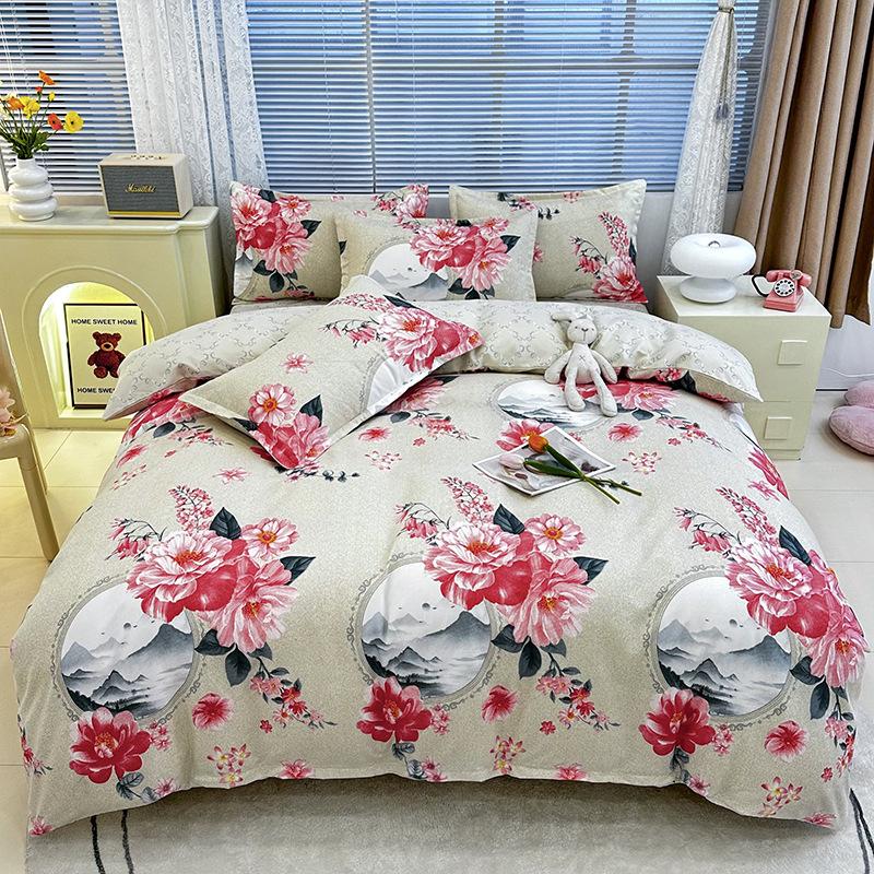 Fresh and Pastoral Style of Plants and Flowers, Dormitory Home Three-piece Set, Four-piece Set, Silky Soft and Delicate Bedding