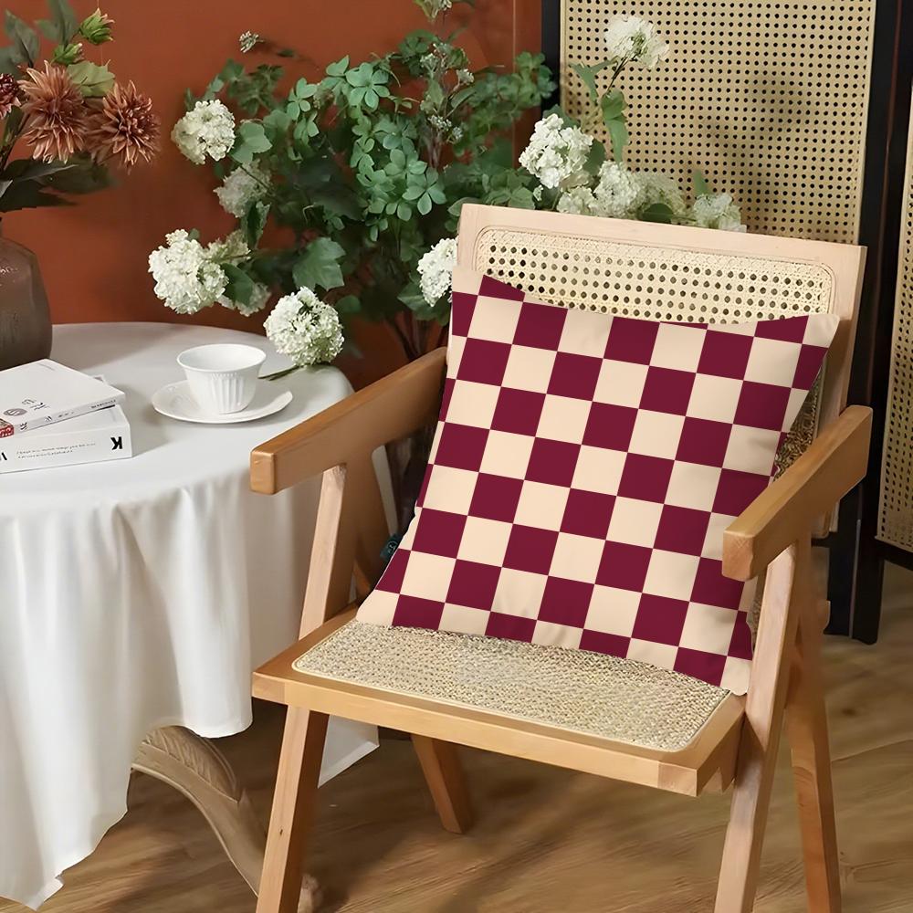 Fashion Checkerboard Plaid Cushion Cover Silky Short Plush Invisible Zipper Dustproof Sofa Pillow Case for Home Decor