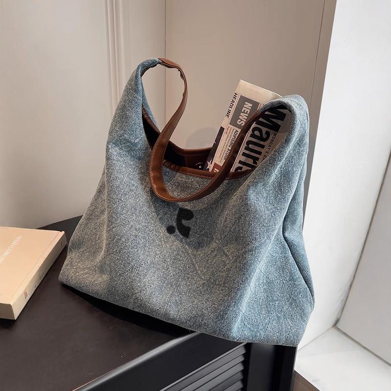 Restandrecreation Retro Large-capacity Bag Women's Denim Shoulder Bag Tote Bucket Bag