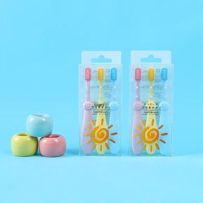 Macaron Niedliche Cartoon-Zahnbürste 3er-Pack für Kinder (Alter 3-12) mit weichen Borsten
