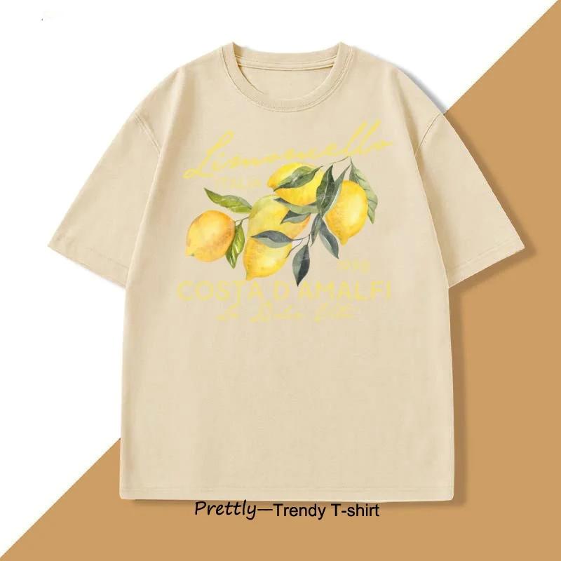 Retro Lemon Italy T-shirt Printed Short Sleeve T Shirt Women Casual Harajuku Streetwear Tee Tops Camiseta Women Summer Tees