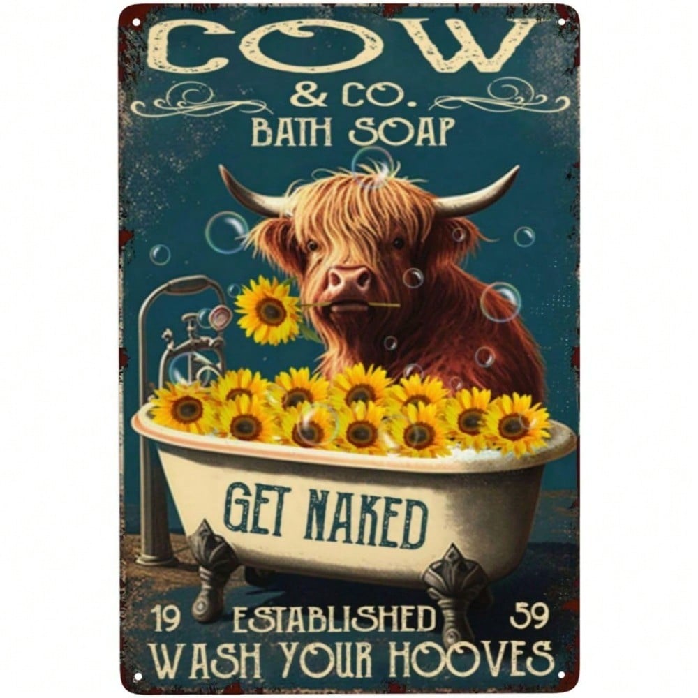 Metal Wall Art Cow Hooves Bathroom Sign Farmhouse Decor