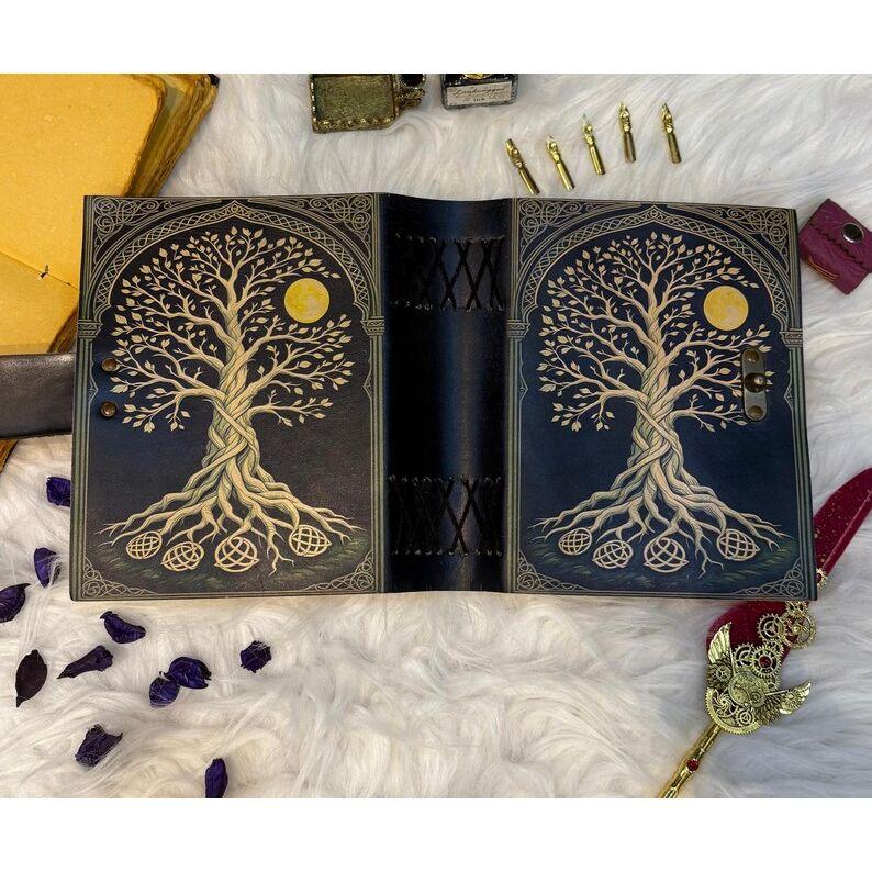 Tree of Life Leather Journal – Handmade Vintage Notebook and Deckle Edge Paper – Leather Bound Writing Diary & Sketchbook - Gift for Writers